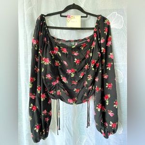 Target Wild Fable Rose Cropped Peasant Blouse